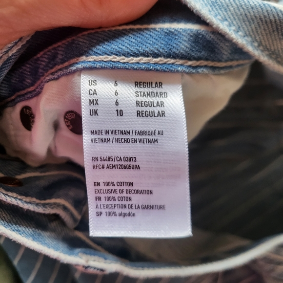 American Eagle Mom Jeans Pin Stripe Conductor 100% Denim High Rise 6 Women - Picture 7 of 10